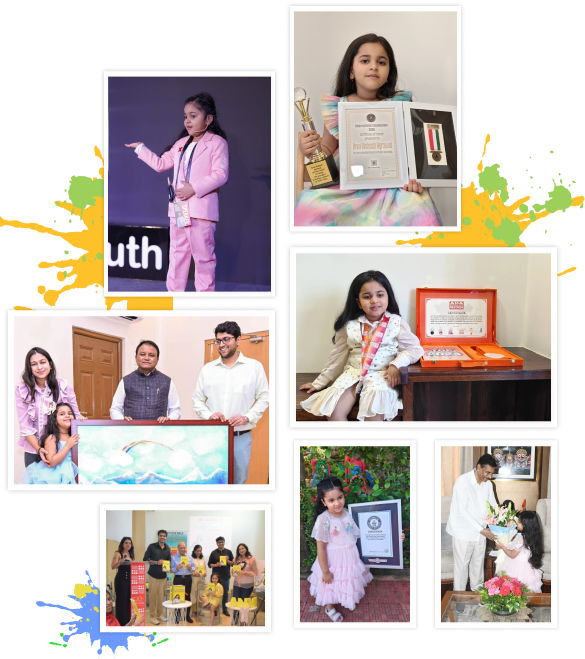 Image collage of Anvi's achievements